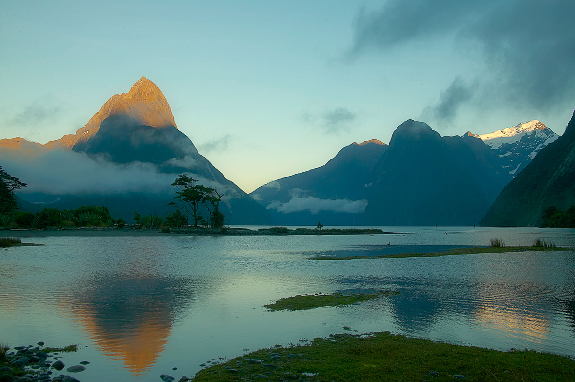 sunrise at Mitre Peak, Milford Sound